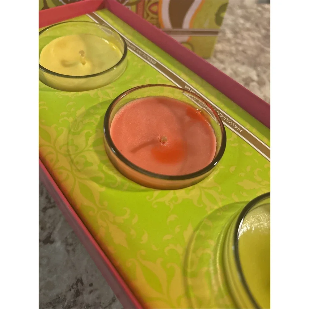Pacifica Fruits Of Paradise Soy Candle Set Bali Hawaiian Brazilian 4 Oz New Rare